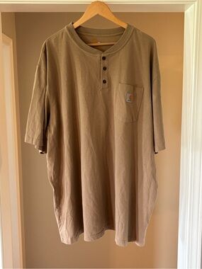 Carhartt Men’s Short Sleeve Henley Pocket Tee - Tan